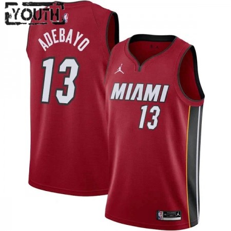 NBA Børn Trøje Miami Heat Bam Adebayo 13 2022-23 Jordan Icon Edition Rød Swingman